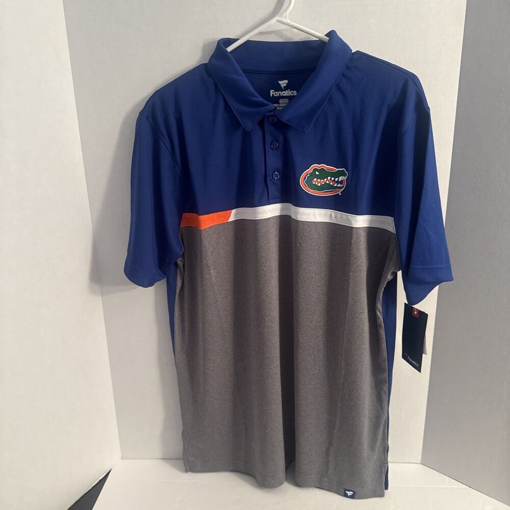 Florida Gators Fanatics Men's Split Color Block Polo Shirt - Blue & Gray Size L